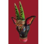 Furnshine - Vibrant Wooden Bull Head Wall Art | Hand‑Painted Rajasthani Wall Hanging Decor for Living Room, Entryway & Cafes - Image 3