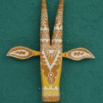 Furnshine - Handcrafted Wooden Painted Cow Face Wall Décor | Yellow Folk Art Wall Hanging for Home & Pooja Room - Image 3