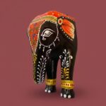 Furnshine - Hand Painted Black Wooden Elephant Figurine | 7x4x3.5 Inch Jodhpur Rajasthani Decor for Table, Pooja Room, Diwali Gifts - Indian Handicraft - Image 3