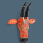 Furnshine - Hand Painted Red Wooden Cow Head Wall Hanging | 14x14 Inch Rajasthani Ethnic Decor for Pooja Room, Living Wall, Diwali Gifts - Image 3