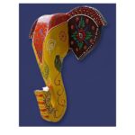 Furnshine - Hand Painted Yellow Wooden Elephant Face Wall Hanging | 10x10 Inch Rajasthani Art Decor for Pooja Room, Living Wall, Diwali Gifts - Image 3