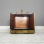 Furnshine - Solid Wood Wall Mounted Mandir for Home Pooja & Aarti – Handcrafted Temple with Drawers, Jaali Doors & Brass Accents for Living Room, Entrance or Pooja Room Décor - Image 3