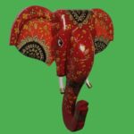 Furnshine - Handcrafted Red Gold Mandala Wooden Elephant Face Wall Hanging - Rajasthani Vastu Decor - Image 3