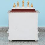 Furnshine - Handcrafted Wooden Pooja Mandir for Home | White, Maroon & Golden Temple with Jaali Doors & Storage Drawer - Image 4