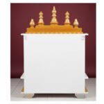 Furnshine - Rajasthani Arts White & Gold Solid Wood Home Temple with Drawer, Compact Tabletop Pooja Mandir for Home and Office. - Image 4