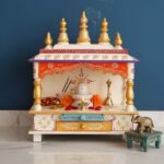 Furnshine - Handcrafted Wooden Pooja Mandir for Home | Colorful Traditional Temple with Hand-Painted Design & Golden Kalash Dome - Image 4