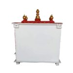 Furnshine - Hand Painted Wall Mounted Mango Wood Home Temple with LED | Red & White Pooja Mandir with Drawer & Doors for Home/Office Puja Room - Image 4