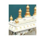 Furnshine - Handcrafted Wooden Pooja Mandir for Home | White Rajasthani Temple with Hand-Painted Floral Design, Kalash Dome & Storage Drawer - Image 4