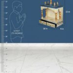 Furnshine - Wooden Temple for Home Pooja Mandir with Hand‑Painted White, Blue & Golden Finish, Twin Drawer Storage, Wall‑Mount/Tabletop Wooden Mandir for Living Room & Office Decor - Image 4