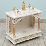 Furnshine - Natural Wooden Temple for Home Pooja Mandir with Hand‑Painted Floral Design, Open Mandap, Compact Pooja Ghar Decor - Image 3