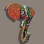 Furnshine - Handcrafted Wooden Painted Elephant Face Wall Hanging | Traditional Ethnic Home Décor - Image 4