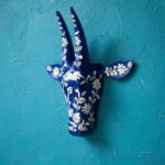 Furnshine - Wooden Handcrafted Blue Painted Bull Face Wall Décor | Floral Design Home & Office Wall Hanging - Image 4