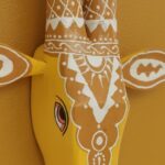 Furnshine - Handcrafted Wooden Painted Cow Face Wall Décor | Yellow Folk Art Wall Hanging for Home & Pooja Room - Image 4