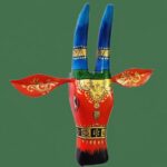 Furnshine - Hand-Painted Rajasthani Wooden Cow Face Wall Hanging | 14x3.5x14 Inch Red Blue Gold Tribal Art Home Decor - Image 4