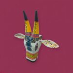 Furnshine - Hand-Painted Wooden Cow Face Wall Hanging | 10x2x10 Inch White Yellow Tribal Art Home Decor Piece  ​ - Image 4