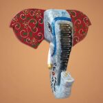 Furnshine - Handcrafted Silver-Blue Wooden Elephant Face Wall Hanging 10 Inch - Rajasthani Art Decor - Image 4