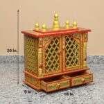 Furnshine - Hand-Painted Wall Mounted Solid Wood Home Temple | Traditional Wooden Pooja Mandir - Image 4