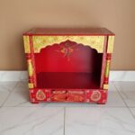 Furnshine - Handcrafted Rajasthani Wooden Pooja Mandir for Home – Red & Yellow Temple with Drawer Storage - Image 4