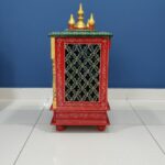 Furnshine - Handcrafted Wooden Pooja Mandir | Traditional Rajasthani Temple for Home | Jaali Doors, Drawer Storage, Decorative Pillars | Red, Green & Gold Finish Home Temple for Pooja Room & Gifting - Image 4