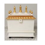 Furnshine - Handcrafted Wooden Pooja Mandir for Home | White & Gold Traditional Temple with Kalash Dome and Storage Drawer - Image 5