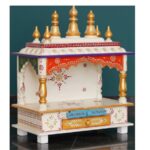 Furnshine - Handcrafted Wooden Pooja Mandir for Home | Colorful Traditional Temple with Hand-Painted Design & Golden Kalash Dome - Image 5