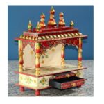 Furnshine - Rajasthani Handcrafted Wooden Temple Mandir with Drawer for Home & Office Pooja (15 x 8 x 18 inch, Multicolor) - Image 3