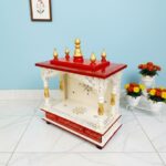 Furnshine - Wooden Temple Mandir for Home | Handcrafted White, Red & Gold Pooja Mandap with Drawers - Image 5