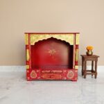 Furnshine - Handcrafted Rajasthani Wooden Pooja Mandir for Home – Red & Yellow Temple with Drawer Storage - Image 5