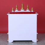 Furnshine - Handcrafted Wooden Pooja Mandir for Home – Open Temple with Drawer, Red White Hand-Painted Design & Golden Shikharas for Home and Office Décor - Image 6
