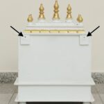 Furnshine - Handcrafted Wooden Pooja Mandir for Home – White Gold Temple with Double Drawer & Decorative Doors for Home and Office Décor - Image 6