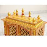 Furnshine - Handpainted Golden Red Rajasthani Wooden Temple Mandir, 18x12x24 Inch Pooja Mandir with Jaali Doors & Drawer for Home and Office - Image 6