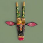 Furnshine - Hand-Painted Wooden Cow Face Wall Hanging | Colorful Rajasthani Folk Art Décor for Home & Puja Room
