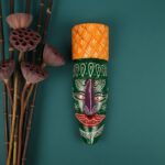 Furnshine - Handcrafted Green Tribal Wooden Wall Mask - 12 Inch Nazar Battu African Egyptian Hanging for Home Entrance & Living Room Decor​