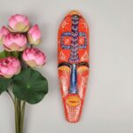 Furnshine -Vibrant Wooden Tribal Wall Mask Nazar Battu for Home Entrance & Living Room Wall Decor – 18 inch Handcrafted African-Style Face Hanging