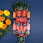 Furnshine - 20" Egyptian Tribal Wall Mask Nazar Battu - Large Wooden Hanging for Home Entrance, Living Room, Balcony Decor | Afro-Egyptian Evil Eye Protection