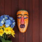 Furnshine - Handcrafted Orange Wooden Tribal Wall Mask – Nazar Battu for Home Entrance, Living Room & Ethnic Decor – 9 Inch Traditional Indian Art Hanging - Image 2