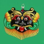 Furnshine - Wooden Evil Eye Protector, Nazar Battu/Drishti Bommai Gombe for Home Entrance, Nazar Kavach/Wall Hanging/Face Mask (Black)