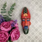 Furnshine - Handcrafted Red Wooden Tribal Wall Mask – Nazar Battu for Home Entrance, Living Room & Ethnic Decor – 12 Inch Hand Painted Hanging Art