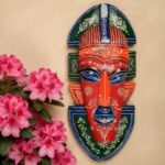Furnshine - Handcrafted Multicolor Tribal Wooden Wall Mask - 20 Inch Nazar Battu African Egyptian Hanging for Home Entrance, Living Room, Balcony Decor