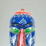 Furnshine - Handcrafted Orange/Blue Tribal Wooden Wall Mask - 9 Inch Nazar Battu African Egyptian Hanging for Home Entrance, Living Room Decor​ - Image 11