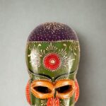 Furnshine - Handcrafted Blue/Green Tribal Wooden Wall Mask - 15 Inch Nazar Battu African Egyptian Hanging for Home Entrance, Living Room Decor​ - Image 11