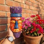 Furnshine - Set of 4 African Tribal Wooden Face Masks | Nazar Battu Wall Hanging Decor - Handcrafted Multi-Color (Green, Orange, Blue, Purple) for Home Entrance, Living Room - Buy Online - Image 11