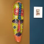 Furnshine -Vibrant Wooden Tribal Wall Mask Nazar Battu for Home Entrance & Living Room Wall Decor – 18 inch Handcrafted African-Style Face Hanging - Image 12