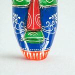 Furnshine - Handcrafted Orange/Blue Tribal Wooden Wall Mask - 9 Inch Nazar Battu African Egyptian Hanging for Home Entrance, Living Room Decor​ - Image 12