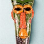 Furnshine - Handcrafted Blue/Green Tribal Wooden Wall Mask - 15 Inch Nazar Battu African Egyptian Hanging for Home Entrance, Living Room Decor​ - Image 12