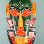 Furnshine - Nazar Battu Tribal Wall Mask 20 Inch Orange/Green - Handcrafted African Egyptian Wooden Face Hanging for Home Entrance, Living Room, Door, Balcony Decor & Gifts - Image 12