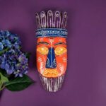 Furnshine - Set of 4 African Tribal Wooden Face Masks | Nazar Battu Wall Hanging Decor - Handcrafted Multi-Color (Green, Orange, Blue, Purple) for Home Entrance, Living Room - Buy Online - Image 13