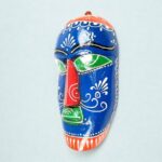 Furnshine - Handcrafted Orange/Blue Tribal Wooden Wall Mask - 9 Inch Nazar Battu African Egyptian Hanging for Home Entrance, Living Room Decor​ - Image 14