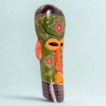 Furnshine - Handcrafted Blue/Green Tribal Wooden Wall Mask - 15 Inch Nazar Battu African Egyptian Hanging for Home Entrance, Living Room Decor​ - Image 14