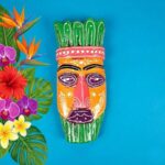 Furnshine - Set of 4 African Tribal Wooden Face Masks | Nazar Battu Wall Hanging Decor - Handcrafted Multi-Color (Green, Orange, Blue, Purple) for Home Entrance, Living Room - Buy Online - Image 14